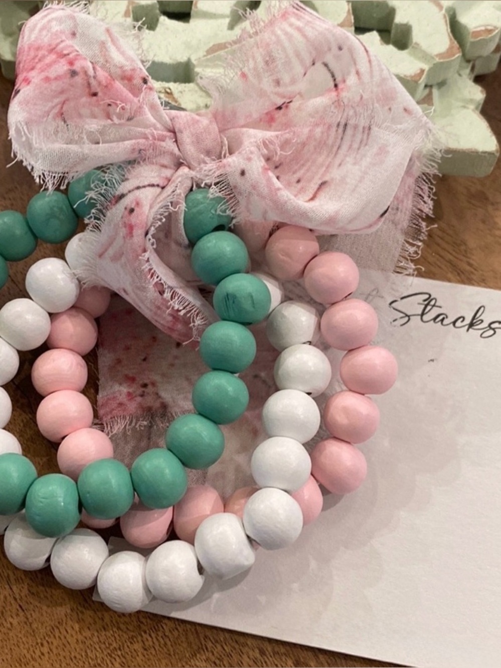 Sweet Stack of 3 Wooden Beaded Bracelets